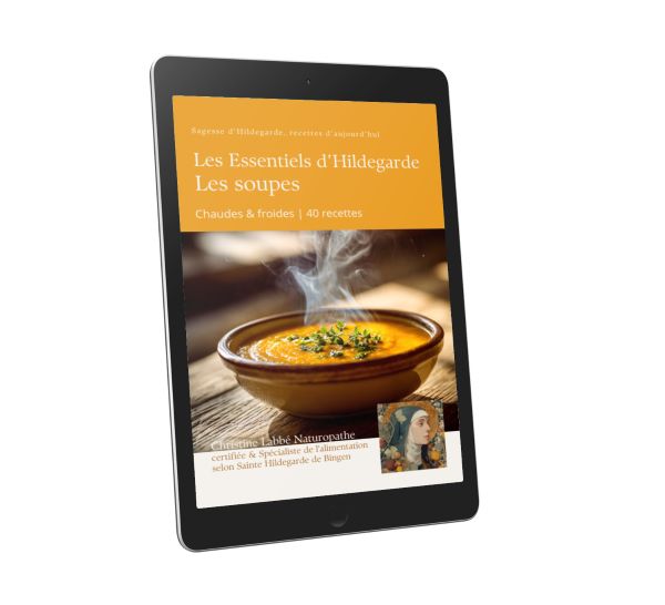 Couverture livre numérique 40 Soupes selon Hildegarde par Christine Labbé naturopathe certifiée