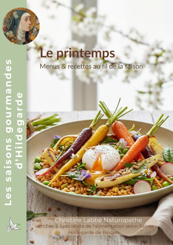 Couverture de l'ebook "Cuisiner tout au long du printems avec Hildegarde"