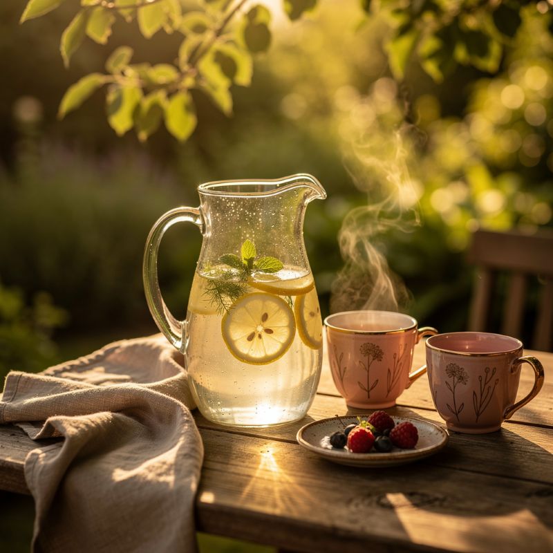 Alternative aux boissons glacées en été selon Hildegarde — eau et tisane de fenouil à température ambiante