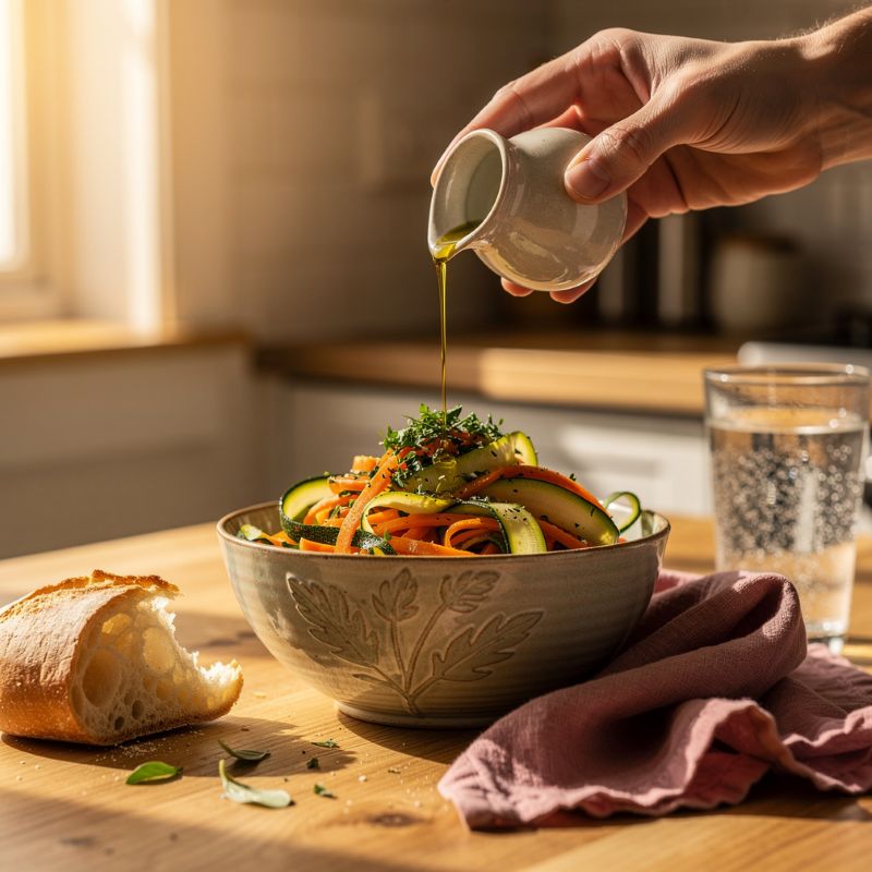 Salade assaisonnée selon la méthode de cuisson à froid d'Hildegarde de Bingen
